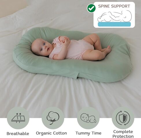 Snuggle Style Baby Nest, Baby Lounger, Organic Cotton Lounger for Baby, Breathable Portable Secure - Snuggle Collection (Cream) in Saudi Arabia