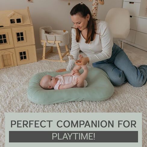 Snuggle Style Baby Nest, Baby Lounger, Organic Cotton Lounger for Baby, Breathable Portable Secure - Snuggle Collection (Cream) in Saudi Arabia