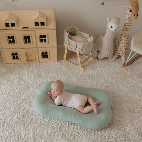 Snuggle Style Baby Nest, Baby Lounger, Organic Cotton Lounger for Baby, Breathable Portable Secure - Snuggle Collection (Cream) in Saudi Arabia