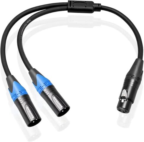 2 حزمة كابل مقسم XLR Y، كابل XLR أنثى إلى كابل ذكر Y ثنائي XLR (مقسم XLR 1 أنثى إلى 2 ذكر)، محول صوت سلك مقسم ميكروفون متوازن - 1.6 قدم /0.5 متر in Kuwait