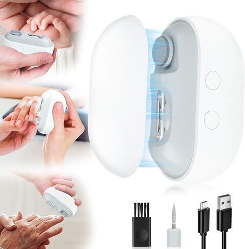 Electric Nail Clipper, 3 in 1 Electric Nail Trimmer and Polisher with Clip Storage & LED Light, USB Rechargeable & 2 Speed Gears for Baby, Kids, Seniors and Adults (Frosted Black) in Saudi Arabia