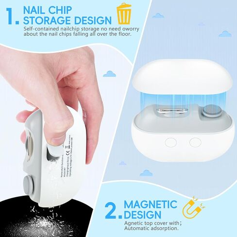 Electric Nail Clipper, 3 in 1 Electric Nail Trimmer and Polisher with Clip Storage & LED Light, USB Rechargeable & 2 Speed Gears for Baby, Kids, Seniors and Adults (Frosted Black) in Saudi Arabia