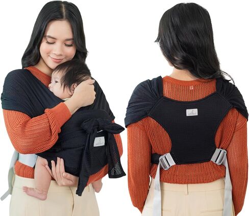 BabbleRoo Baby Wraps Carrier - Baby Essentials Baby Sling Carrier, Secure & Comfortable, Breathable, Easy-to-use, Adjustable M to XXL, Promoting Parent-Child Bonding, Gray in Saudi Arabia