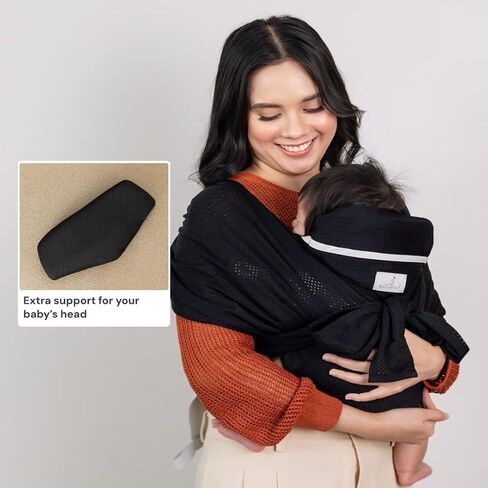 BabbleRoo Baby Wraps Carrier - Baby Essentials Baby Sling Carrier, Secure & Comfortable, Breathable, Easy-to-use, Adjustable M to XXL, Promoting Parent-Child Bonding, Gray in Saudi Arabia