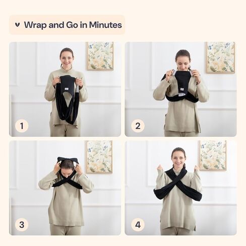 BabbleRoo Baby Wraps Carrier - Baby Essentials Baby Sling Carrier, Secure & Comfortable, Breathable, Easy-to-use, Adjustable M to XXL, Promoting Parent-Child Bonding, Gray in Saudi Arabia