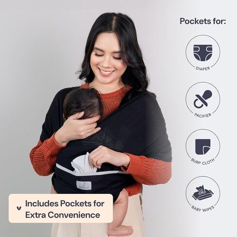 BabbleRoo Baby Wraps Carrier - Baby Essentials Baby Sling Carrier, Secure & Comfortable, Breathable, Easy-to-use, Adjustable M to XXL, Promoting Parent-Child Bonding, Gray in Saudi Arabia