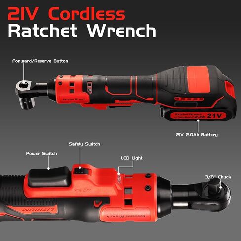 3/8" Cordless Ratchet Wrench, Compatible with DE-WALT 20V Battery, 74Ft-Lbs (100Nm) High Torque Brushless Electric Ratchet with Variable Speed, 1/2" & 1/4" Adapters, 3" Extension Bar (Tool Only) in Saudi Arabia