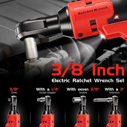 3/8" Cordless Ratchet Wrench, Compatible with DE-WALT 20V Battery, 74Ft-Lbs (100Nm) High Torque Brushless Electric Ratchet with Variable Speed, 1/2" & 1/4" Adapters, 3" Extension Bar (Tool Only) in Saudi Arabia