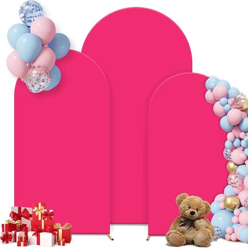 Set of 3 Wedding Arch Cover, 7.2ft, 6.6ft, 6ft White Spandex Arch Covers Stretchy Backdrop, Round Top Chiara Backdrop Cover for Wedding Birthday Party Baby Shower Banquet Decoration (White) in Saudi Arabia