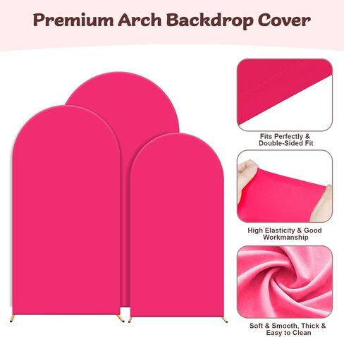 Set of 3 Wedding Arch Cover, 7.2ft, 6.6ft, 6ft White Spandex Arch Covers Stretchy Backdrop, Round Top Chiara Backdrop Cover for Wedding Birthday Party Baby Shower Banquet Decoration (White) in Saudi Arabia
