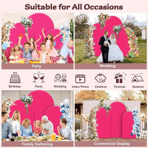 Set of 3 Wedding Arch Cover, 7.2ft, 6.6ft, 6ft White Spandex Arch Covers Stretchy Backdrop, Round Top Chiara Backdrop Cover for Wedding Birthday Party Baby Shower Banquet Decoration (White) in Saudi Arabia