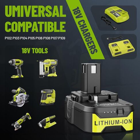 2 Pack P103 18V 3000mAh 54Wh Replacement Battery P119 18V Rapid Battery Charger Combo for Ryobi 18V Tools ONE+ Series Compatible with RYOBI Tools P100 P102 P104 P105 P107 P108 P109 P190 in Saudi Arabia