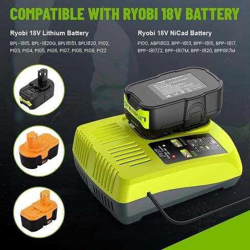 2 Pack P103 18V 3000mAh 54Wh Replacement Battery P119 18V Rapid Battery Charger Combo for Ryobi 18V Tools ONE+ Series Compatible with RYOBI Tools P100 P102 P104 P105 P107 P108 P109 P190 in Saudi Arabia