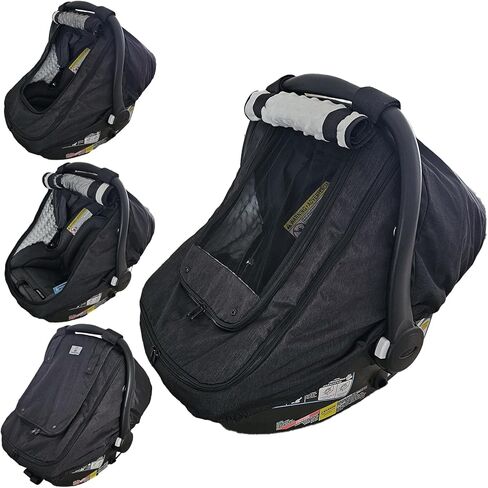 غطاء مقعد السيارة المضاد للماء | غطاء Carseat المقاومة للرياح للأطفال | المظلة مقعد السيارة للطفل للبنين والبنات | رمادي in Kuwait