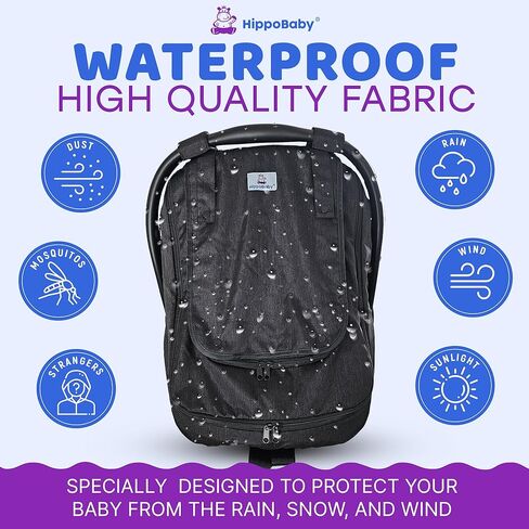 غطاء مقعد السيارة المضاد للماء | غطاء Carseat المقاومة للرياح للأطفال | المظلة مقعد السيارة للطفل للبنين والبنات | رمادي in Kuwait