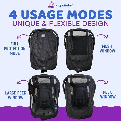 غطاء مقعد السيارة المضاد للماء | غطاء Carseat المقاومة للرياح للأطفال | المظلة مقعد السيارة للطفل للبنين والبنات | رمادي in Kuwait