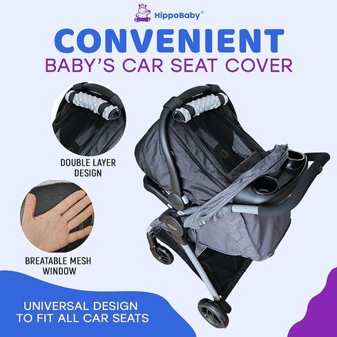 غطاء مقعد السيارة المضاد للماء | غطاء Carseat المقاومة للرياح للأطفال | المظلة مقعد السيارة للطفل للبنين والبنات | رمادي in Kuwait