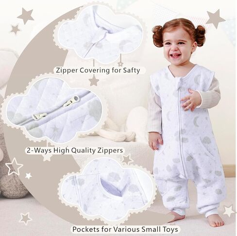 Toddler Sleep Sack with Feet 1.5 Tog, Winter Sleep Sack 12-18 Months 12-24 Months, Rayon Made from Bamboo Toddler Sleeping Sack 2-Way Zipper Toddler Wearable Blanket in Saudi Arabia