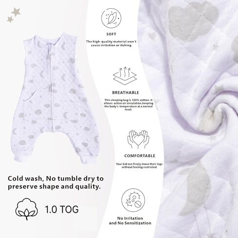 Toddler Sleep Sack with Feet 1.5 Tog, Winter Sleep Sack 12-18 Months 12-24 Months, Rayon Made from Bamboo Toddler Sleeping Sack 2-Way Zipper Toddler Wearable Blanket in Saudi Arabia