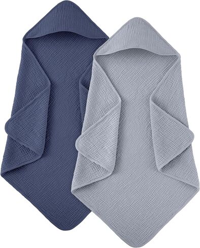 Susurration Hooded Baby Towels for Newborn 2 Pack 100% Muslin Cotton Towel for Babies，Highly Absorbent and Newborn Essential 30x30 Inch (PinkPurple) in Saudi Arabia