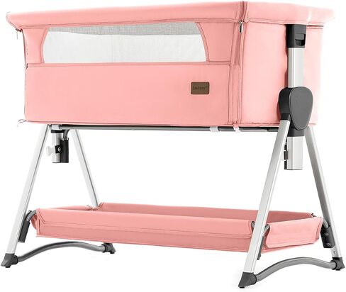 Bassinet,Baby Beside Sleeper, Rocking Cribs, Newborn Co-Sleeper,Infant Sleeping Bassinet, Portable Foldable Baby Bed for 0-6M Cradle (Khaki) in Saudi Arabia