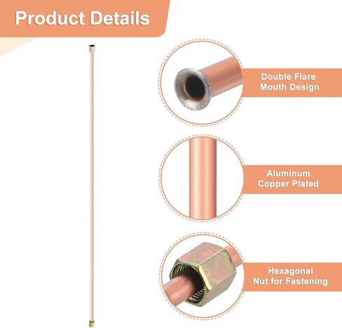 uxcell 2Pcs Air Compressor Exhaust Tube, 3/8" Thread Dia 31" Length Hex Nut Aluminum Tube Air Tube Compressor Hardware Accessories Replacement Parts(Flared Mouth) in Saudi Arabia