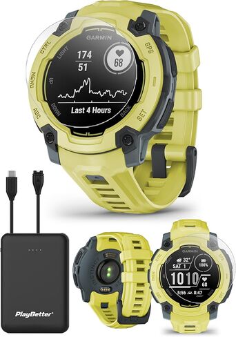 غريزة غريزة E 40mm (أسود/فحم) حزمة الساعات الذكية في الهواء الطلق الوعرة - 24/7 مراقبة الصحة ، ومعدل ضربات القلب القائم على الرسغ مع PlayBetter Portable Charger و HD شاشة HD in Kuwait