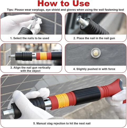 Concrete Nail Gun Kit with 110pcs Nails, 5 Speed Adjustable Manual Steel Nail Gun, Portable Nail Wall Shooting Machine Fastening Tool, Wall Anchor Wire Slotting Device Household Woodworking in Saudi Arabia