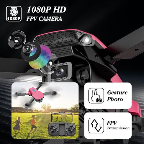 Light up Drone with Camera 1080P for Kids Foldable Mini Drone for Kids Adults Beginners Boys Toys Auto Return One Key Take Off Gifts for Boys in Saudi Arabia