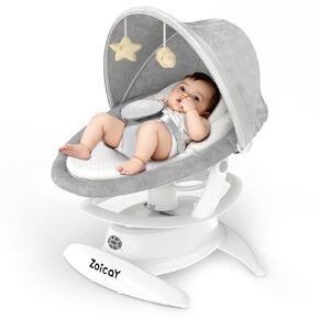 Zoicay 3-in-1 Baby Swing for Infants to Toddler with Motion Detection, Portable Baby Swing & Removable Swing Seat, BT Enabled & 360°Rotating Seat and Manual Remote with 3 Swing Modes & 5-Speeds(White)