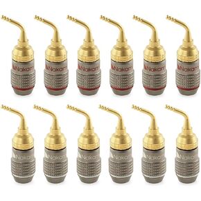 Nakamichi FanLock Excel Series 24k Gold Plated 2mm Pin Plug Banana 10 AWG - 18 AWG Gauge Size 4mm for Spring Clip Speakers Amplifier Hi-Fi Home Theatre Wire Cable Quick Connector, 8 Pcs (4-Pairs)