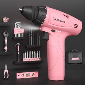 Cordless Drill Set 12V Electric Screwdriver Driver 12V Electric Driver/Drill Bits with LED Electric Drill Set 3/8'' Keyless Chuck,20+3 Torque Setting