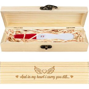 CHGCRAFT Pregnancy Test Keepsake Box Wings Heart Wooden Pregnancy Announcement Gifts Keepsake Box Box with Raffia Ribbon and Lock Announcement Gifts for Husband Grandparents Parents, 8x2x1.2inch in Kuwait
