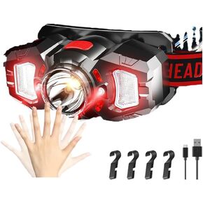 2 Headlamps, White&Red LED Headlamp, 70° Up&Down Adjustable, 4 Clips, Motion Switch, 800 Lumens, 500 Feet Distance and 10 Hours Running Time MAX, IPX5 Waterproof, for Camping, Hiking, Fishing