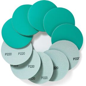 S SATC 5 Inch Hook and Loop Sanding Disc Assortment - 80, 120, 150, 180, 220 Grit (10 of Each) Green Film Sanding Disc 50 Pack Sanding Discs Backing Sandpaper in Kuwait