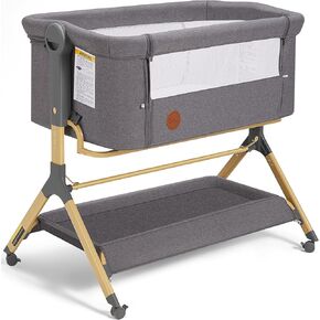 3 in 1 Baby Bassinet, Bedside Bassinet with Mosquito Net, Rocking Bassinet with Waterproof Mattress Cover, Adjustable Height, Silent Wheels with Lock, Bassinet for Baby Newborn Infant