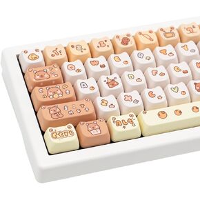 140 Keys PBT Keycaps Set, Mao Profile Keycaps, Dye-sub Cute Cat Keycaps for Mechanical Gaming Keyboard, Compatible with Cherry Gateron Kailh MX Structure (Custom Cat-Shaped)
