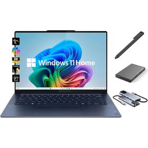 Lenovo Yoga Slim 7X 3K OLED Touchscreen Laptop, 14.5" 1000 nits Display, Snapdragon X Elite 12-Core NPU Copilot+ PC, 16GB RAM, 2TB SSD + 500GB Portable Drive, WiFi 7, Backlit, Stylus Pen, Win 11 Pro