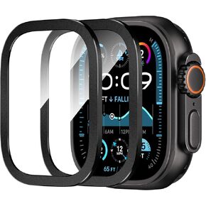 2 Pack for Apple Watch Ultra 2/Ultra Screen Protector 49mm, 9H Tempered Glass Film with Titanium Alloy Frame, Anti Scratch, Touch Sensitive, Protective Film for iWatch 49mm (Titanium)