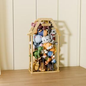 Stuffed Animal Storage Stuffed House style shape Animal Zoo Wood Soft Toy Organizer Plush Toy Organizer Zoo Cage Stuffed Animal Holder toy storage basket Toy box basket for toys (double-layer)