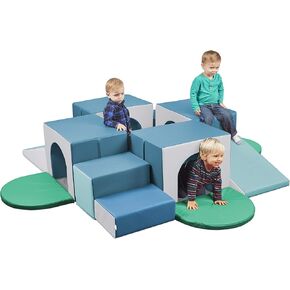 ECR4Kids SoftZone Four Tunnel Maze, Toddler Playset, Assorted, 15-Piece in Kuwait