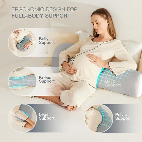 Pregnancy Pillow, Buttery‑Soft Cooling TENCEL H‑Shape Adjustable Full‑Body Maternity Pillow, Washable Cover for Side Sleepers, Neck Back Belly Leg Hip Support, Pregnancy Essential, Sage Green in Saudi Arabia