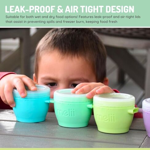 melii Snap & Go Baby Food Storage Containers - 8 Pack, Multicolored 4 oz Stackable Snack Containers, Freezer Safe with Airtight Lids, Microwave, BPA-Free for Meal Prep, On-the-Go Snacks in Kuwait