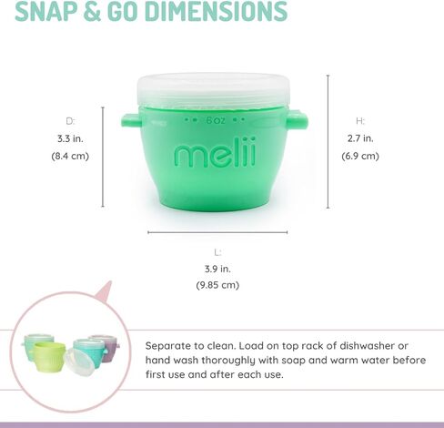 melii Snap & Go Baby Food Storage Containers - 8 Pack, Multicolored 4 oz Stackable Snack Containers, Freezer Safe with Airtight Lids, Microwave, BPA-Free for Meal Prep, On-the-Go Snacks in Kuwait