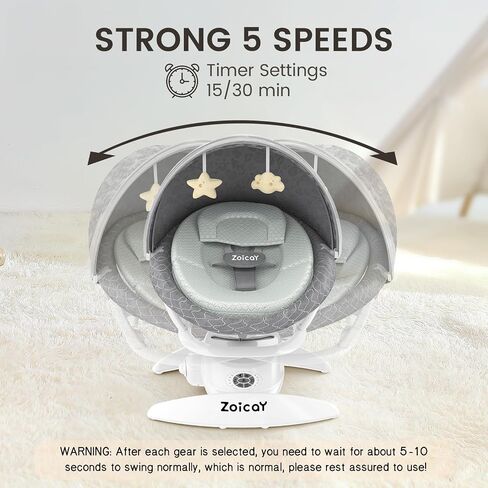 Zoicay 3-in-1 طفل أرجوحة للرضع للطفل مع الكشف عن الحركة ، ومقعد أرجوحة للأطفال محمولة ، ومقعد BT و 360 درجة دوارة ، والبعد يدويًا مع 3 أوضاع أرجوحة و 5 سرعات (أبيض) in Kuwait