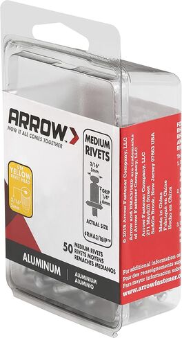 Arrow RSA3/16 Short Aluminum 3/16-inch Pop Rivets for Metal, Fabric, Leather, and Auto Repair, 18-Pack in Saudi Arabia