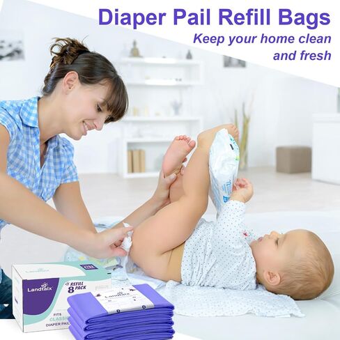 Diaper Pail Refill Bags Fits Dekor Classic 4 Pack for 2772 Diapers | Diaper Pail Refills Trash Bags(Extra 40% Length,Extra 30% Thickness) Powerful Odor Eliminate Lavender Scent for Baby,Adult in Saudi Arabia