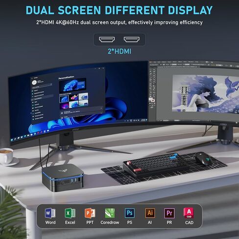 KAMRUI Mini PC, 12th Gen N100 Processor (up to 3.4GHz) 16GB RAM 512GB M.2 SSD, Dual 4K Display Mini Computer, Micro PC with WiFi/BT4.2 for Business/Home/Office in Kuwait
