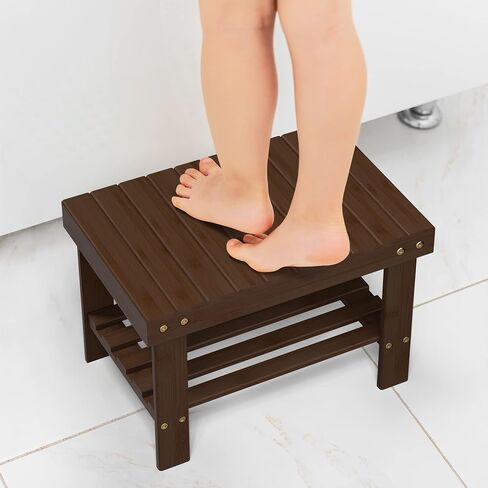 Wooden Step Stool for Kids Adults Small Wood Shower Foot Rest Stool Shaving Legs Potty Stool for Bathroom Sink Bed Kitchen in Saudi Arabia