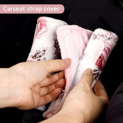 Baby Head Support and Strap Cover for Car Seat, Mink Infant Carseat Headrest for Boys, Newborn Car Seat Insert Cushion for Strollers, Space in Kuwait